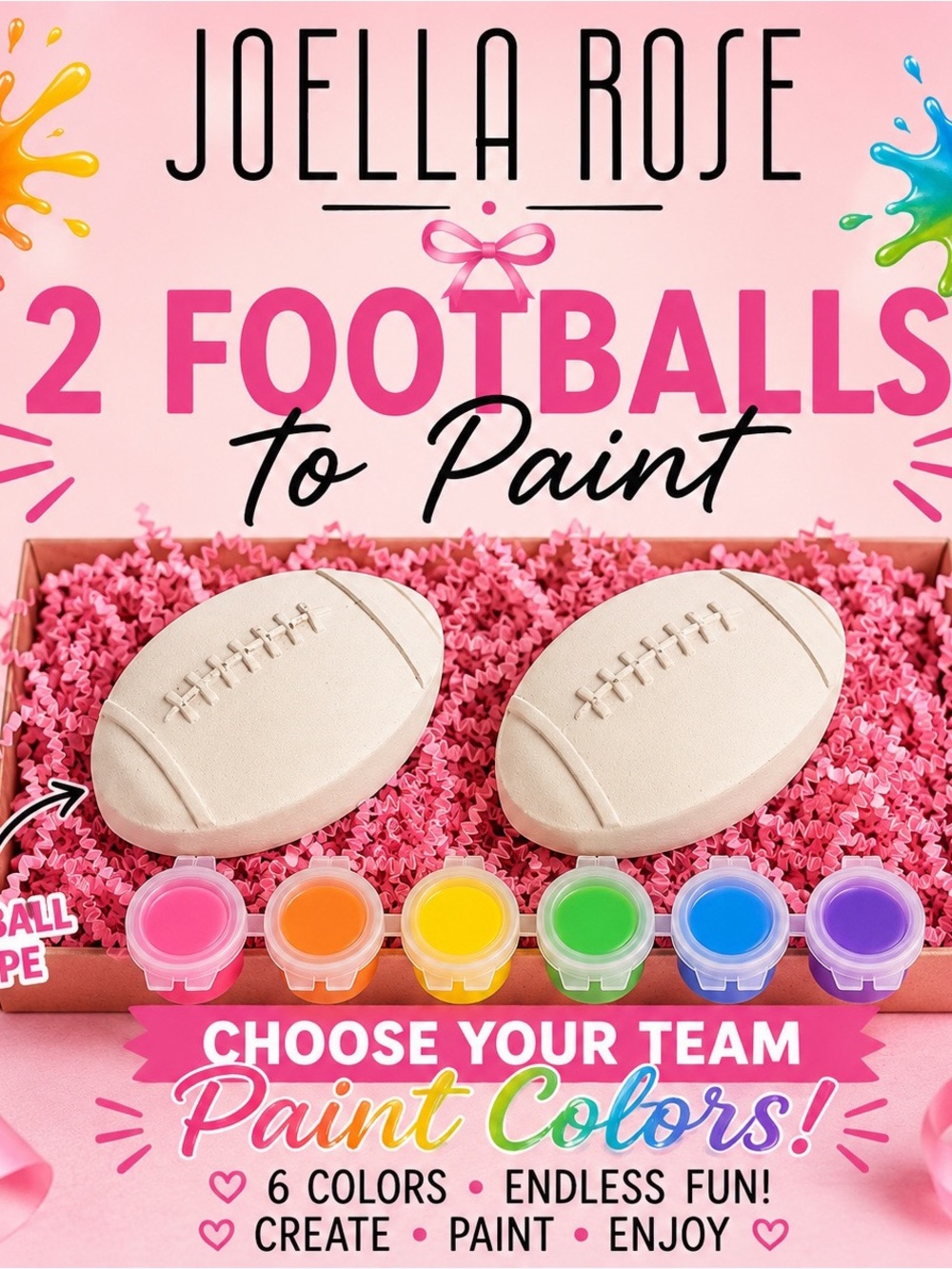 Pink Footballs to Paint - 2 Pack